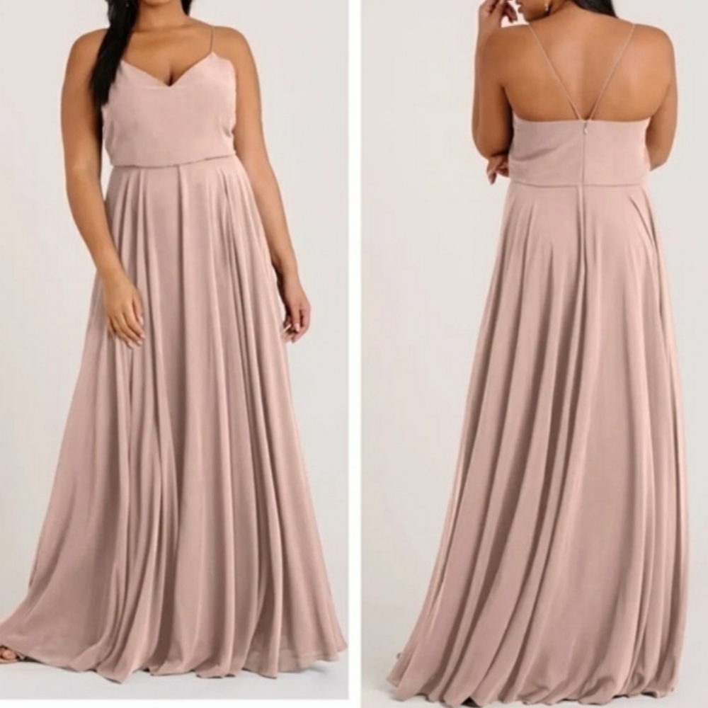 Jenny Yoo BHLDN Inesse Chiffon Bridesmaid Maxi Dress in Blush Pink Plus …